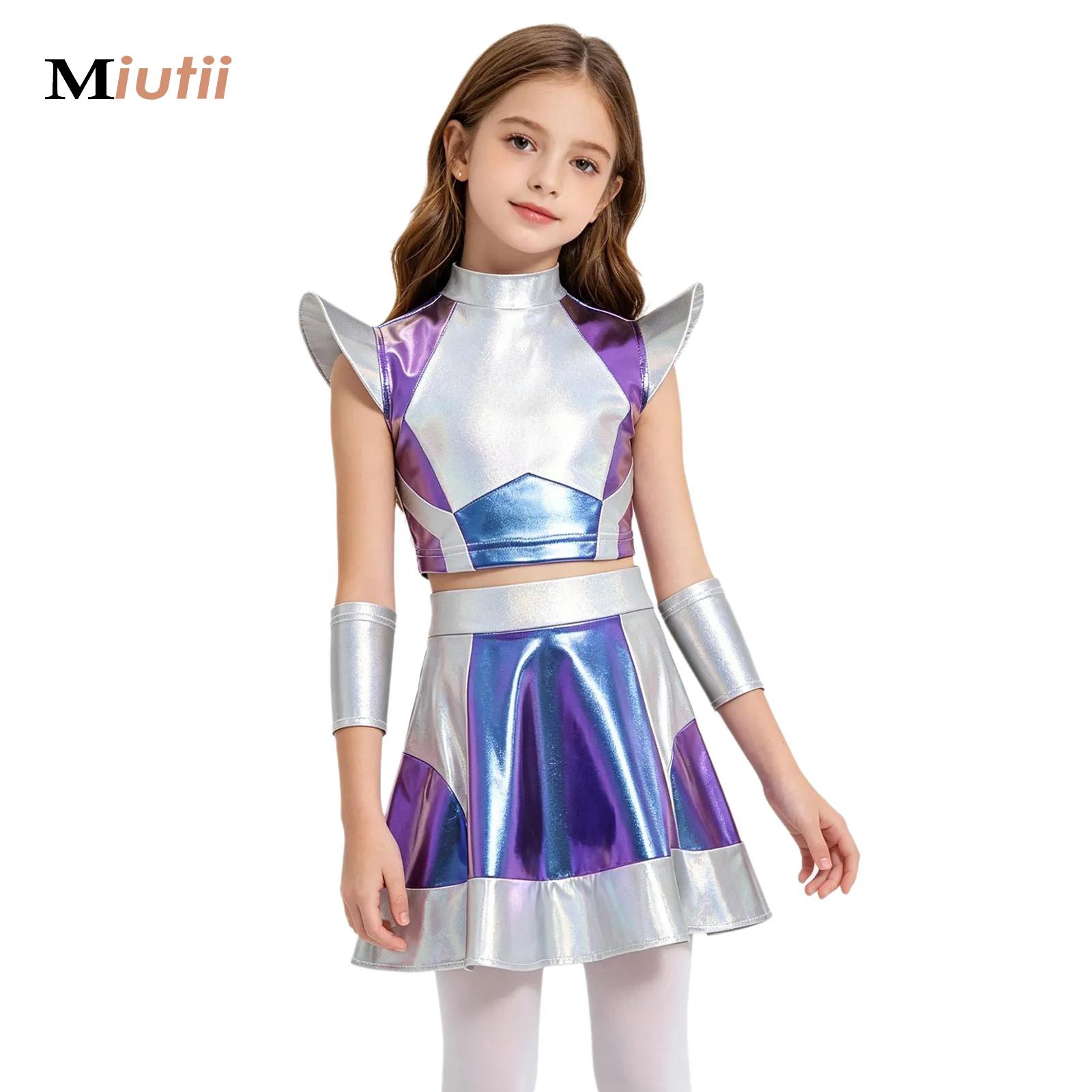 Robot Kit - Girls Silver Astronaut Costume Alien Jumpsuit