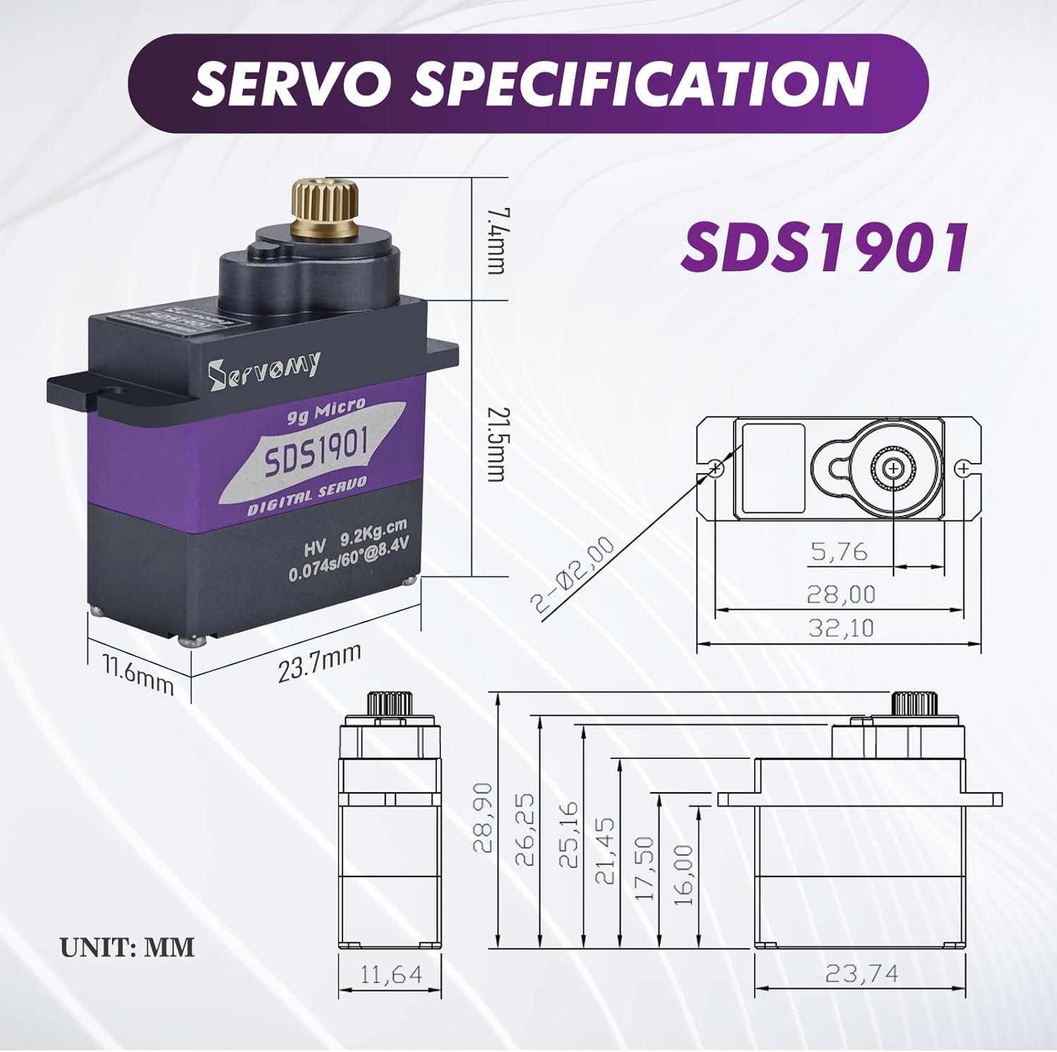SERVOMY-SDS1901 Digital 9G Mic - Arduino Robot recension och pris