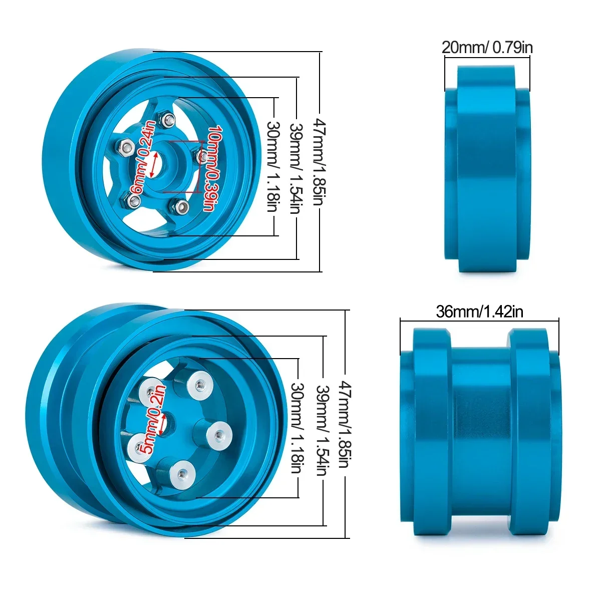 Aluminum Beadlock Wheels for 1 - Robot Car Kit recension och pris