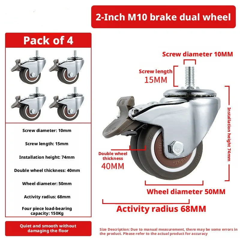 (Pack of 4) 2 Inch M10 * 15 Bo - Caster Wheel recension och pris